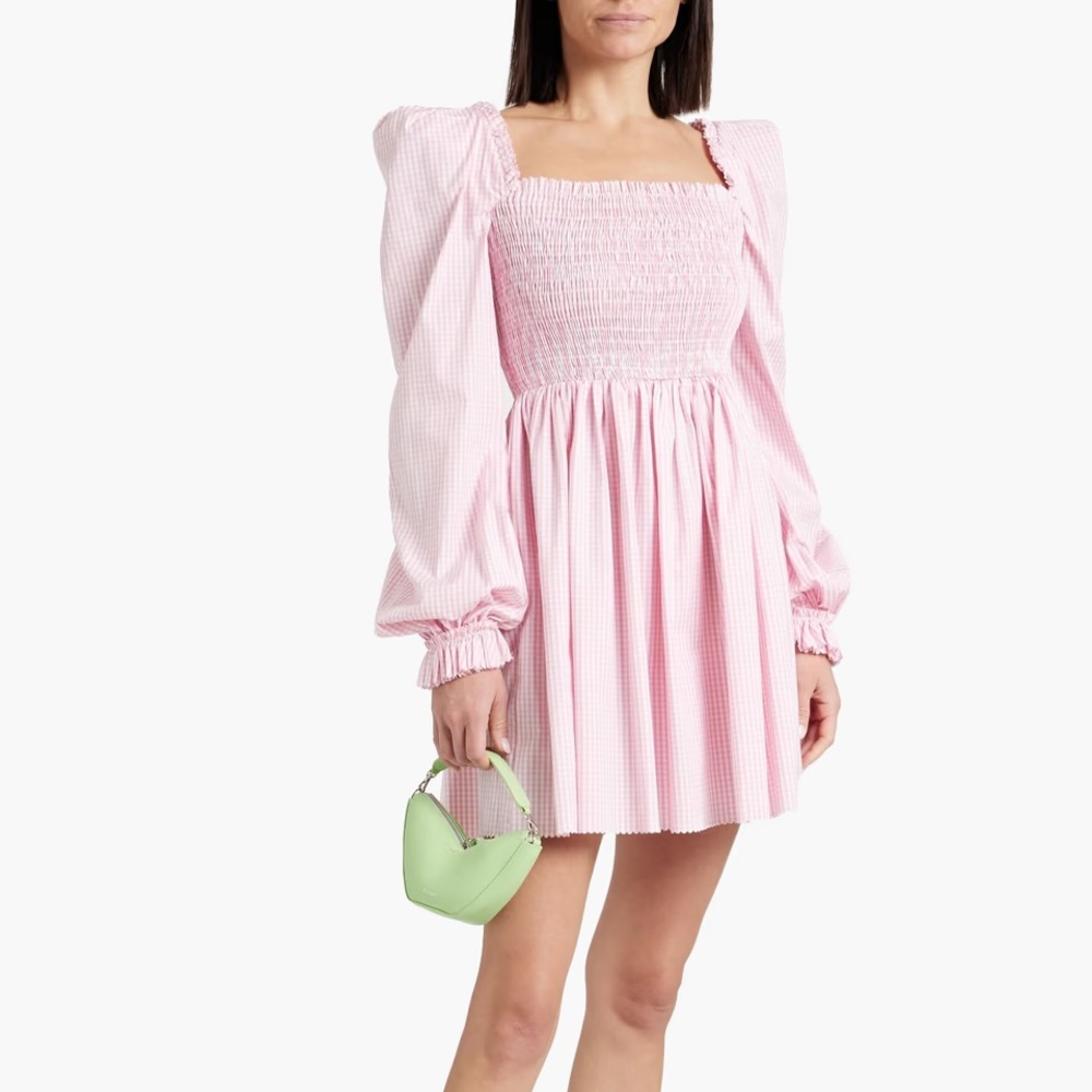 THE VAMPIRE'S WIFE Shirred gingham cotton mini dress